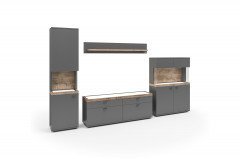 Lancaster von set one by Musterring - Vitrine grau anthrazit und mit Seitenverglasung