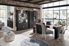 York von set one by Musterring - Vitrine in Anthrazit und Eiche