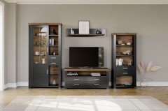 York von set one by Musterring - Vitrine in Anthrazit und Eiche