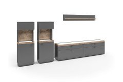 Lancaster von set one by Musterring - Vitrine grau anthrazit und mit Seitenverglasung