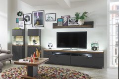 Lancaster von set one by Musterring - Vitrine grau anthrazit und mit Seitenverglasung