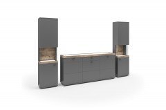 Lancaster von set one by Musterring - Vitrine grau anthrazit und mit Seitenverglasung