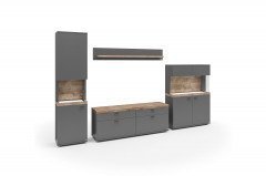 Lancaster von set one by Musterring - Vitrine grau anthrazit und mit Seitenverglasung