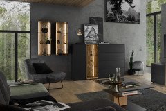 Trevio von Musterring - Sideboard Kerneiche massiv/ Lack anthrazit