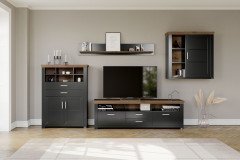 York von set one by Musterring - Vitrine in Anthrazit und Eiche