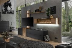 Trevio von Musterring - Sideboard Kerneiche massiv/ Lack anthrazit